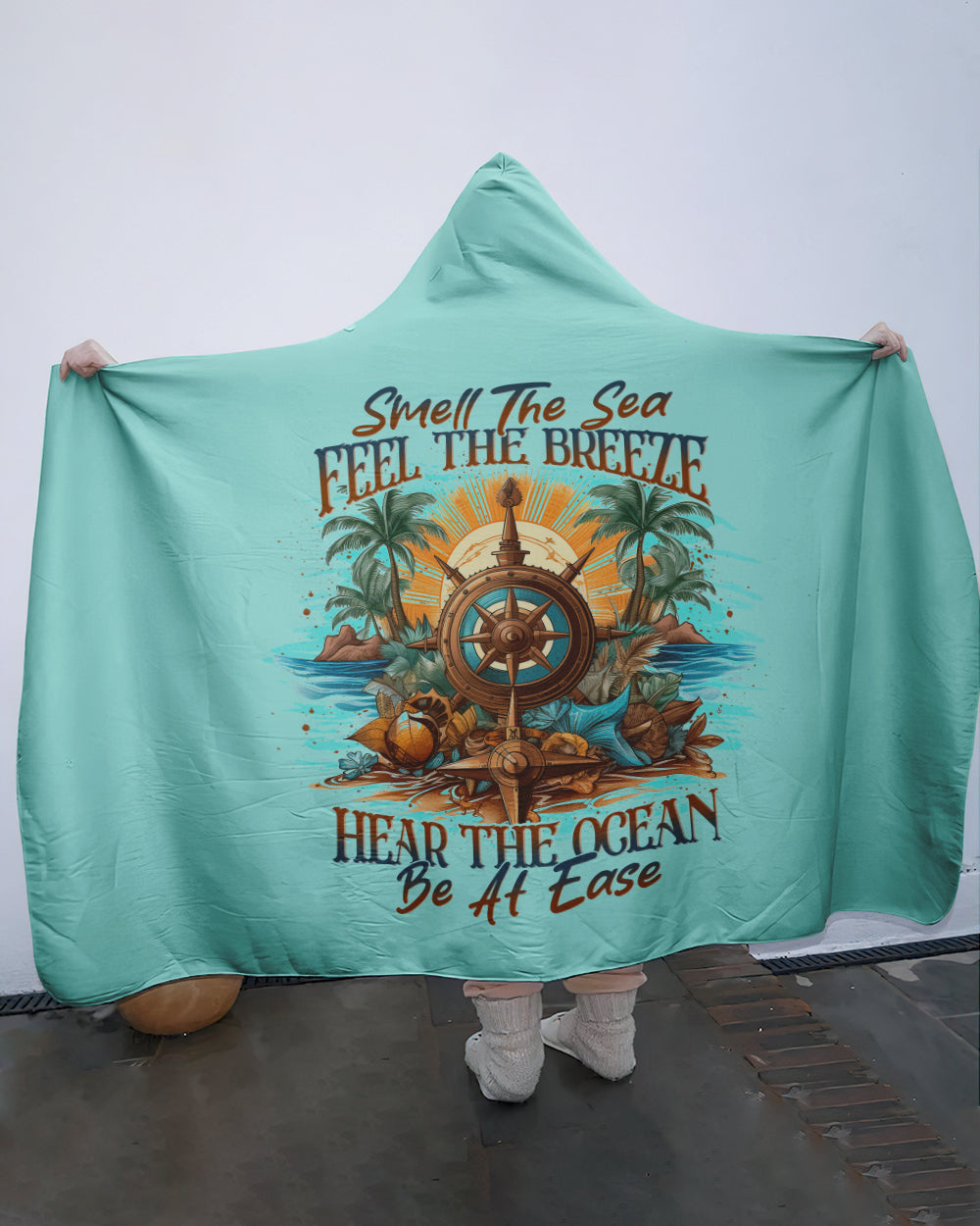 BLISSCORNERS SMELL THE SEA FEEL THE BREEZE SHERPA BLANKET HOODIE