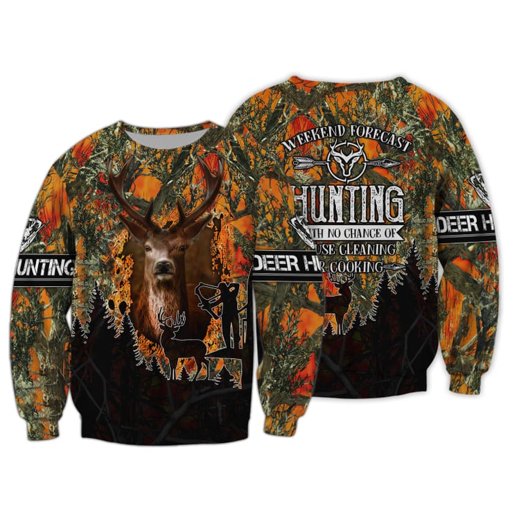 Blisscorners Weekend Forecast Hunting Deer All Over Printed 3D Shirts