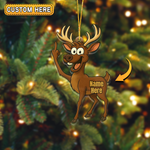 Blisscorners Funny Deer Personalized Name Reindeer Butt Pose Ornament And Keychain Custom Gift For Hunters 2D Flat