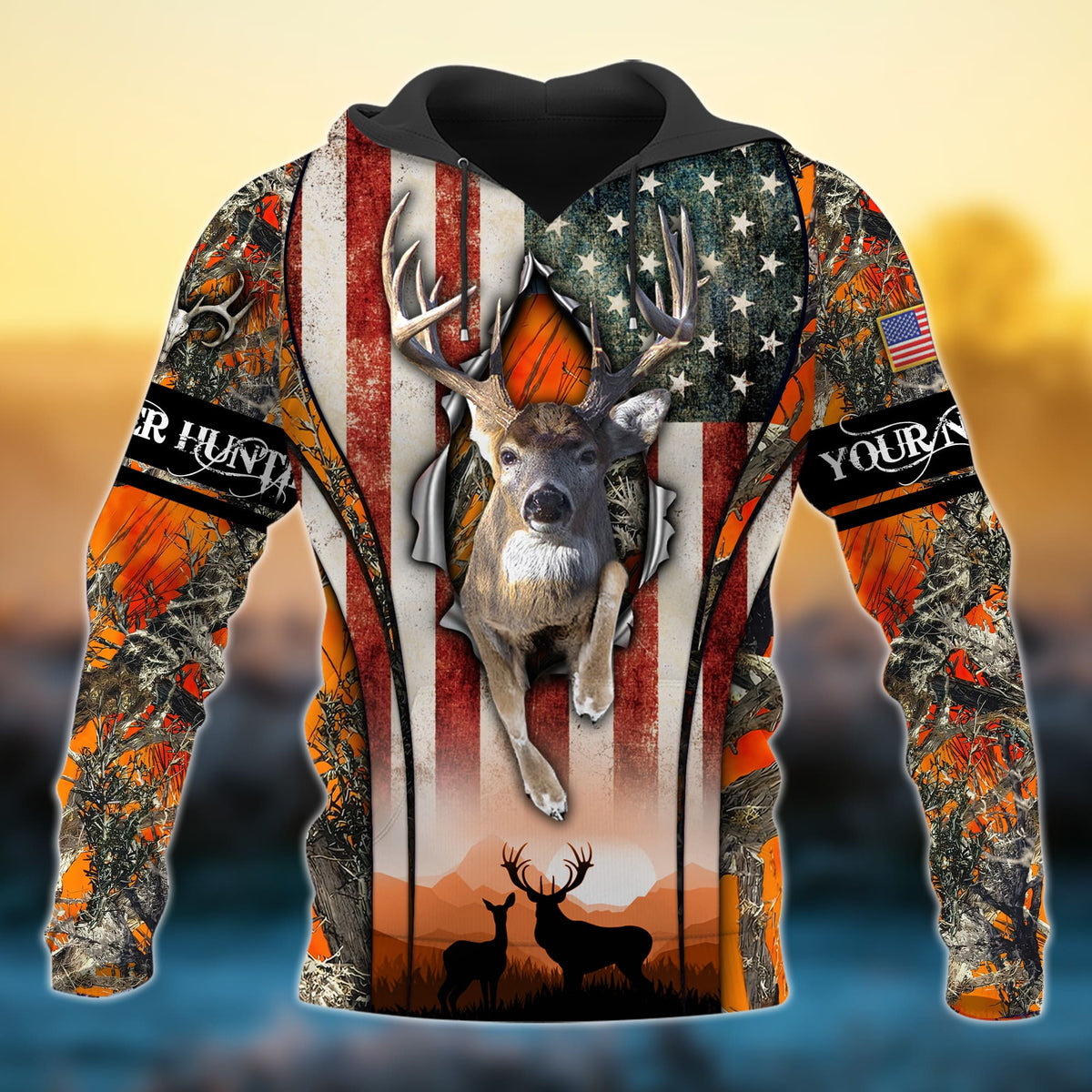 Blisscorners Personalized Premium Deer Hunting 3D Hoodie (3 Colors)