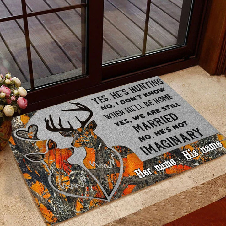 Blisscorners Loralle My Husband Is A Hunter Hunting Door Mat 3D Personalized - Orange