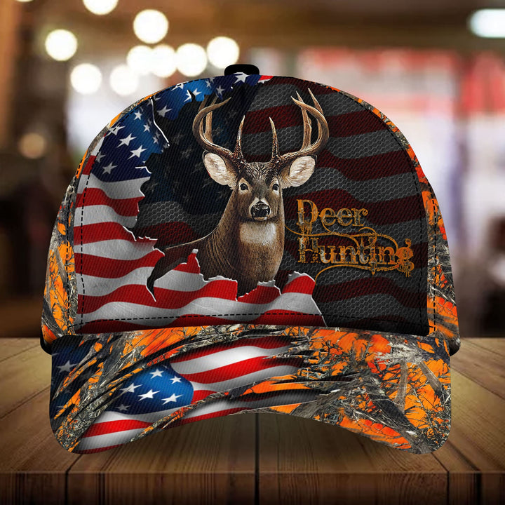Blisscorners The Best US Flag Deer Hunting Camo Flag 3D Multicolor Personalized Cap