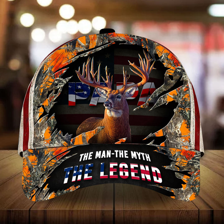 Blisscorners The Best American Papa Deer Hunting 3D Multicolor Personalized Cap