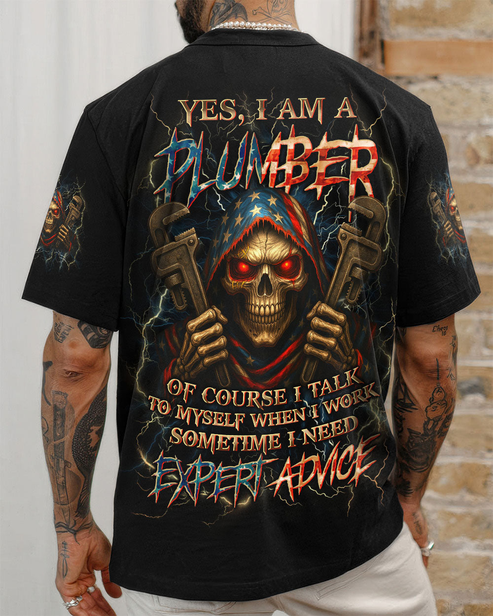 BLISSCORNERS ROCKING THE PLUMBER WIFE LIFE SKULL ALL OVER PRINT