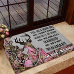 Blisscorners Loralle My Husband Is A Hunter Hunting Door Mat 3D Personalized - Pink