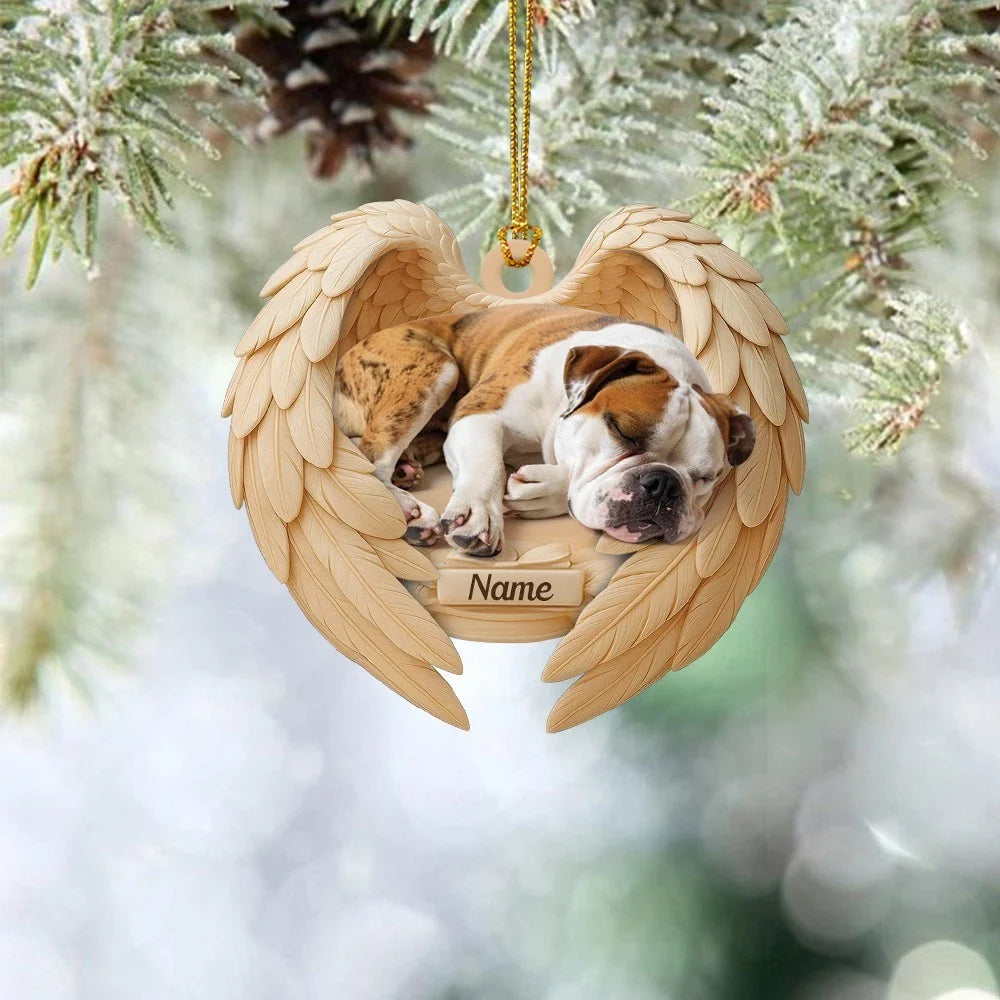 Blisscorners Personalized Sleeping American Bulldog Christmas Ornament, Dog Angel Wings2D Flat LM2511