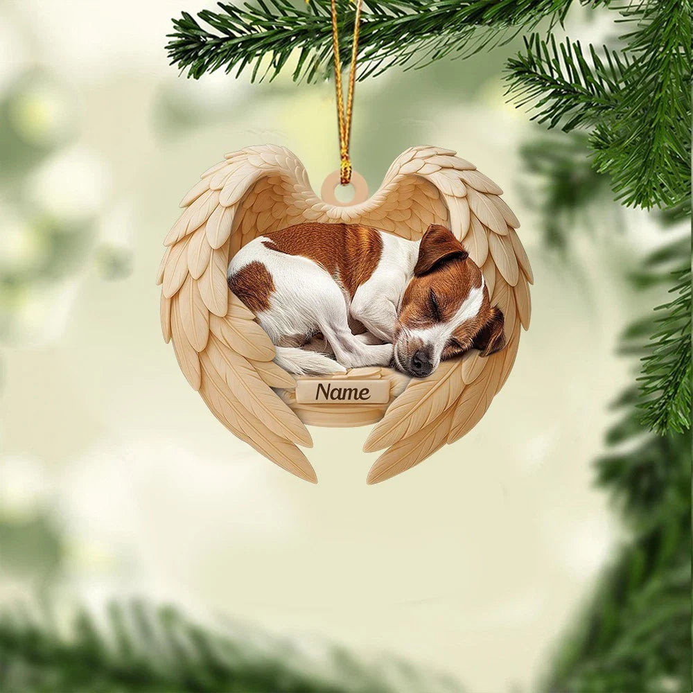 Blisscorners Personalized Sleeping Jack Russell Terrier Dog Ornament, Dog Angel Wings2D Flat LM2511