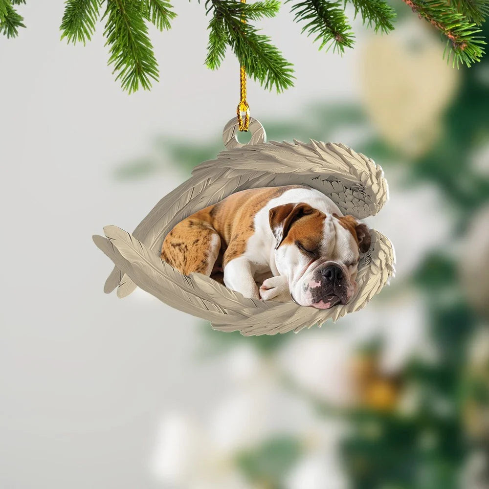 Blisscorners Personalized Sleeping American Bulldog Christmas Ornament, Dog Angel Wings22D Flat LM2511