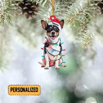 Blisscorners Personalized Rat Terrier Dog Christmas Ornament, Dog Christmas Lights Ornament2D Flat LM2511