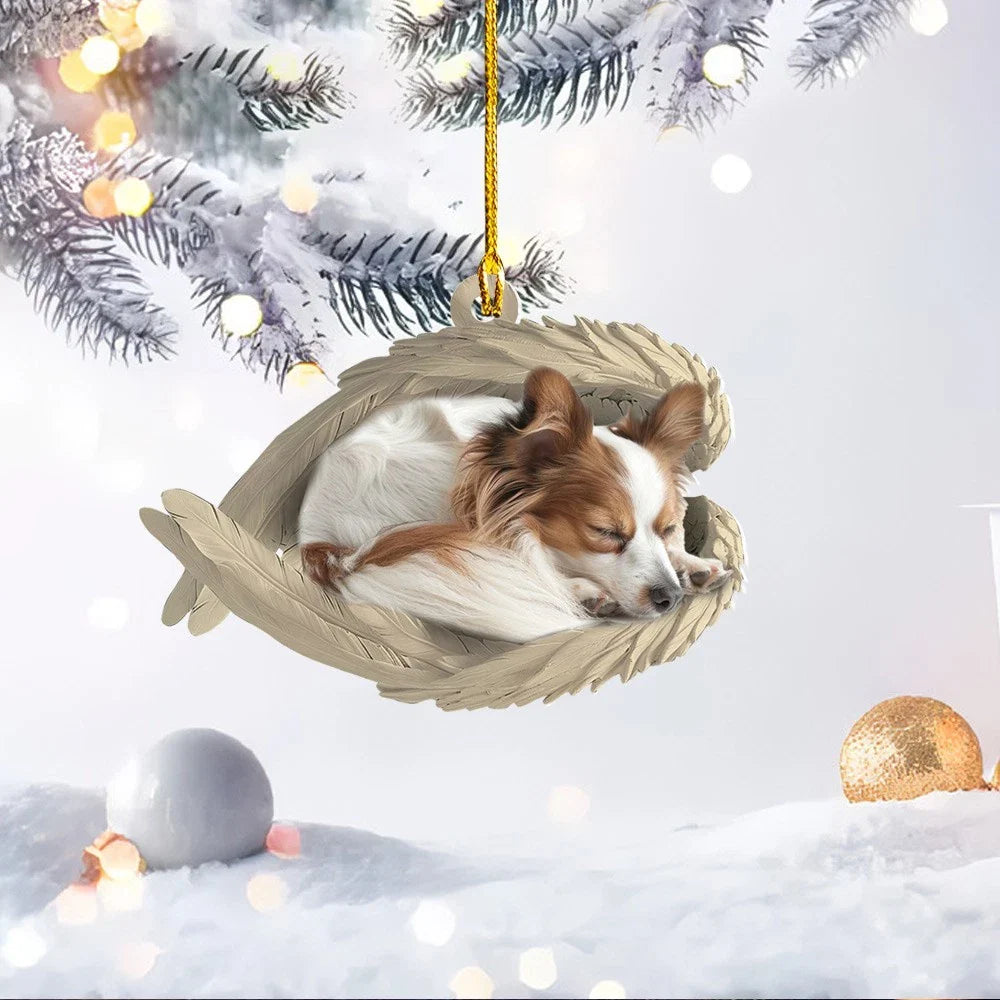 Blisscorners Personalize Papillon Dog Angel Wings Ornament, Papillon Sleeping Angel Ornament2D Flat LM2511