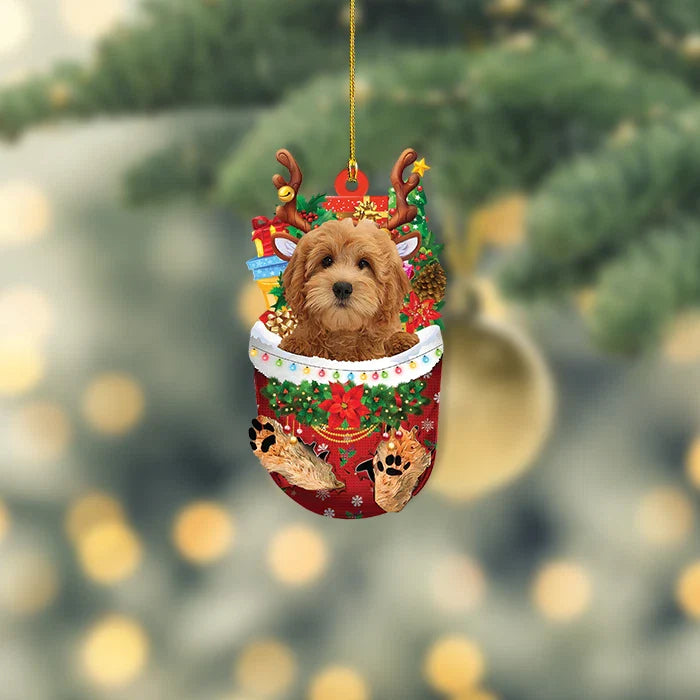 Blisscorners Goldendoodle Dog Snow Pocket Christmas Ornament, Goldendoodle Dog Xmas Ornament2D Flat LM2511