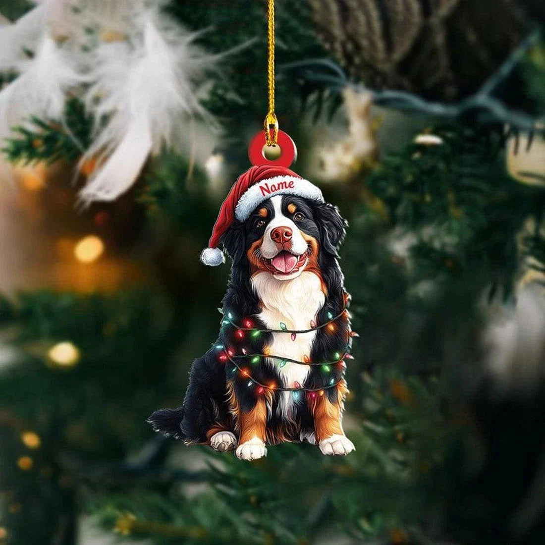 Blisscorners Personalized Bernese Mountain Dog Christmas Lights Ornament, Bernese2D Flat LM2511