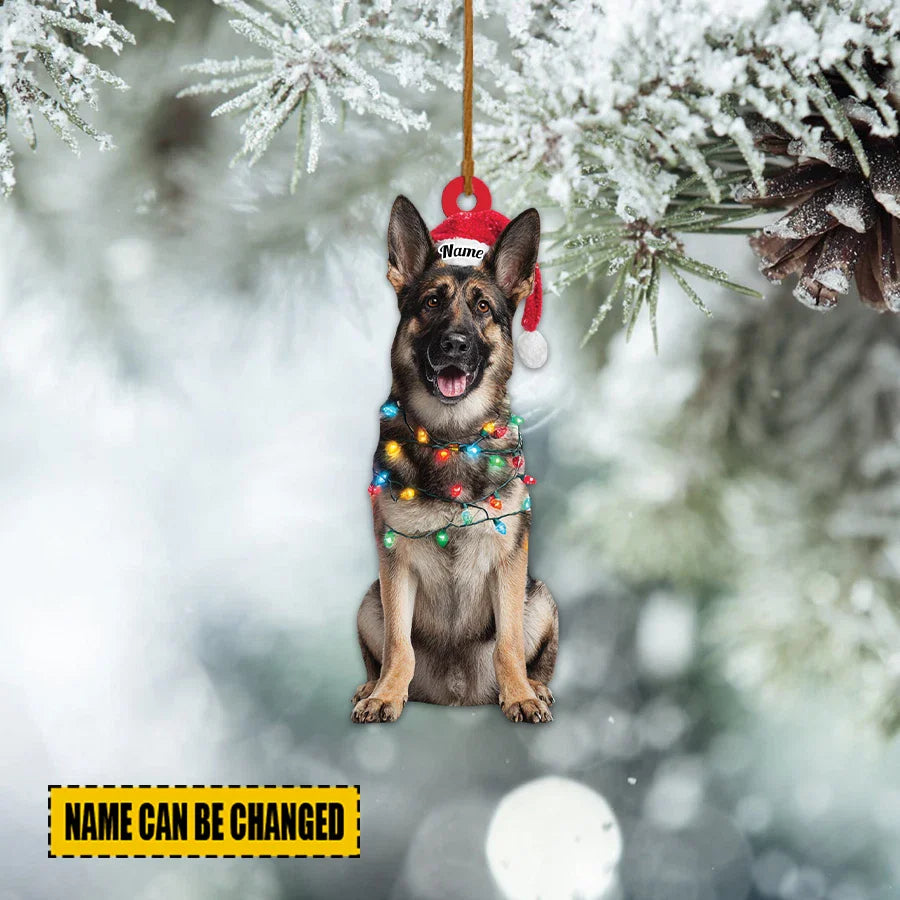 Blisscorners Personalized German Shepherd Dog Christmas Ornament, Dog Christmas Lights  2D Flat LM2511