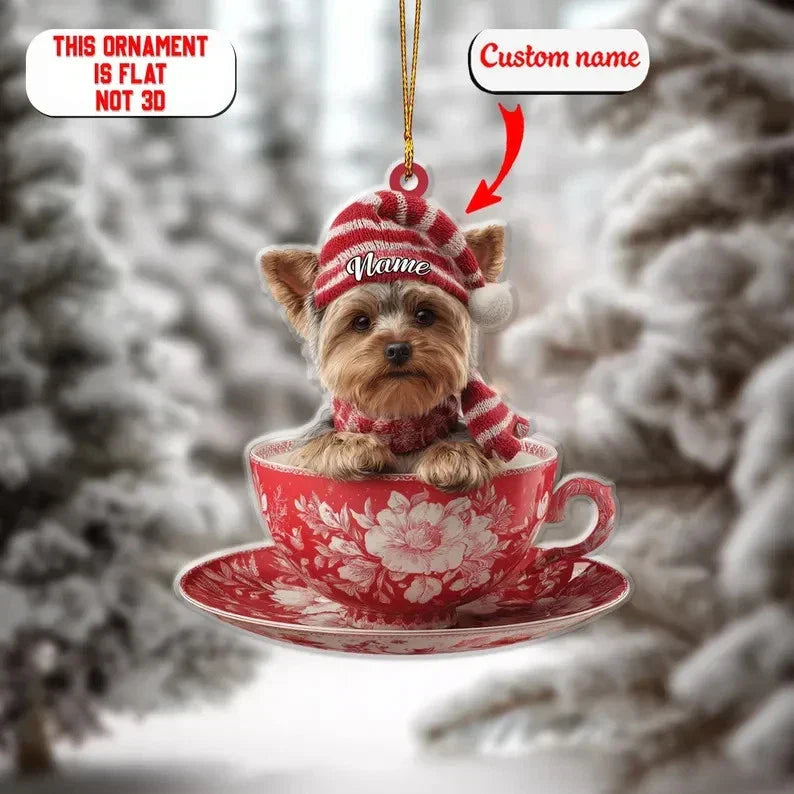 Blisscorners Personalized Yorkie Christmas Ornament, Custom Dog Flat Acrylic Ornament2D Flat LM2511