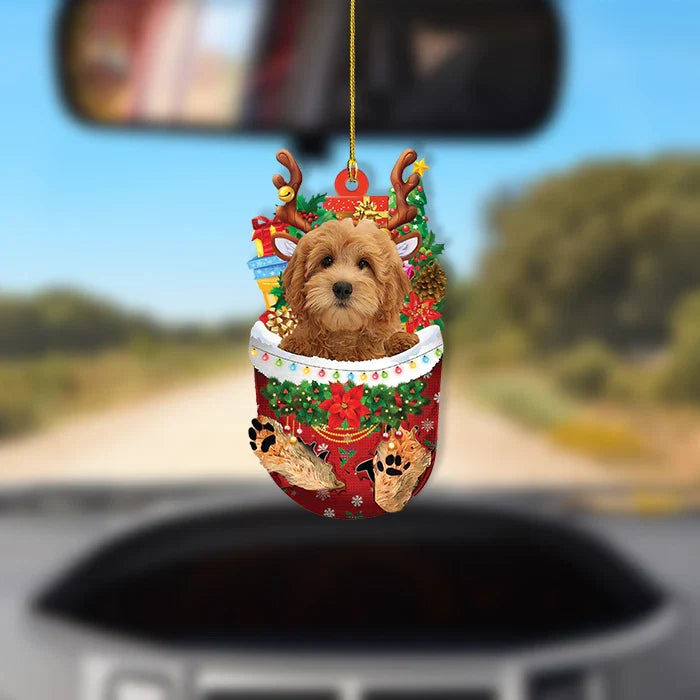 Blisscorners Goldendoodle Dog Snow Pocket Christmas Ornament, Goldendoodle Dog Xmas Ornament2D Flat LM2511