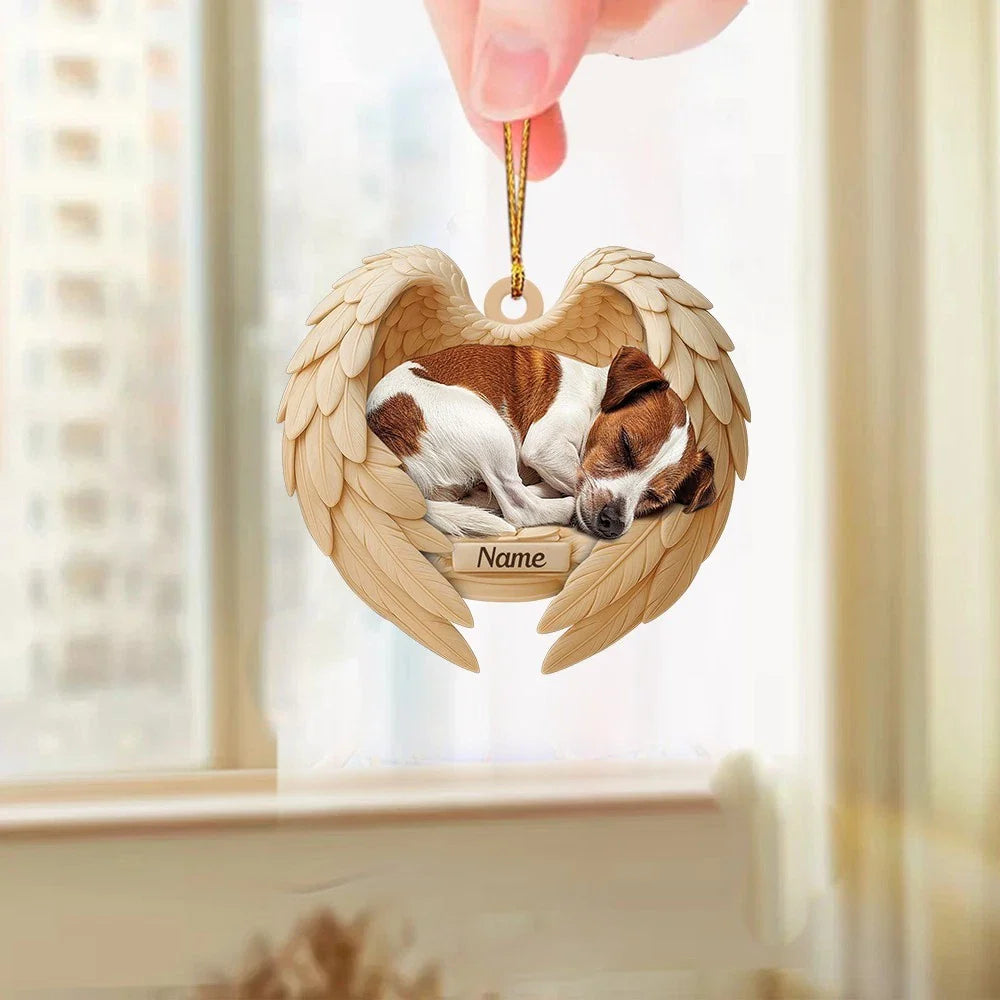 Blisscorners Personalized Sleeping Jack Russell Terrier Dog Ornament, Dog Angel Wings2D Flat LM2511