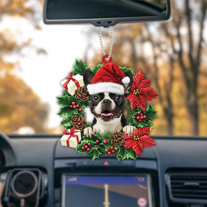 Blisscorners Personalized Boston Terrier Dog Christmas Wreath Ornament, Dog Hanging Ornament
2D Flat LM2511