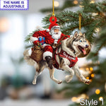 Blisscorners Santa Riding Siberian Husky Christmas Ornament - Funny Dog Lover Tree2D Flat LM2511