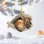 Blisscorners Personalized Sleeping German Shepherd Dog Christmas Ornament, Dog Angel Wings2D Flat LM2511