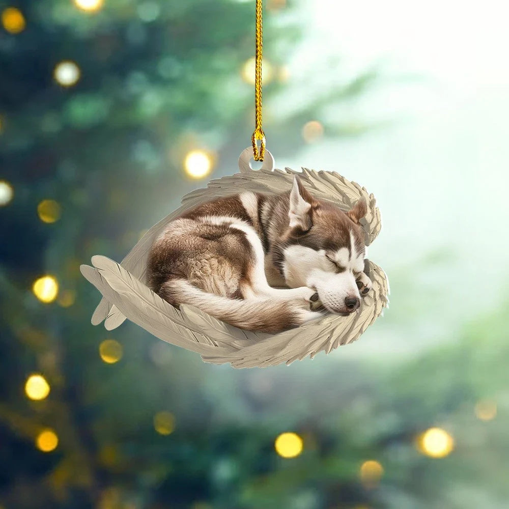 Blisscorners Personalized Sleeping Siberian Husky Dog Christmas Ornament, Dog Angel Wings
2D Flat LM2511