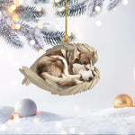 Blisscorners Personalized Sleeping Siberian Husky Dog Christmas Ornament, Dog Angel Wings2D Flat LM2511
