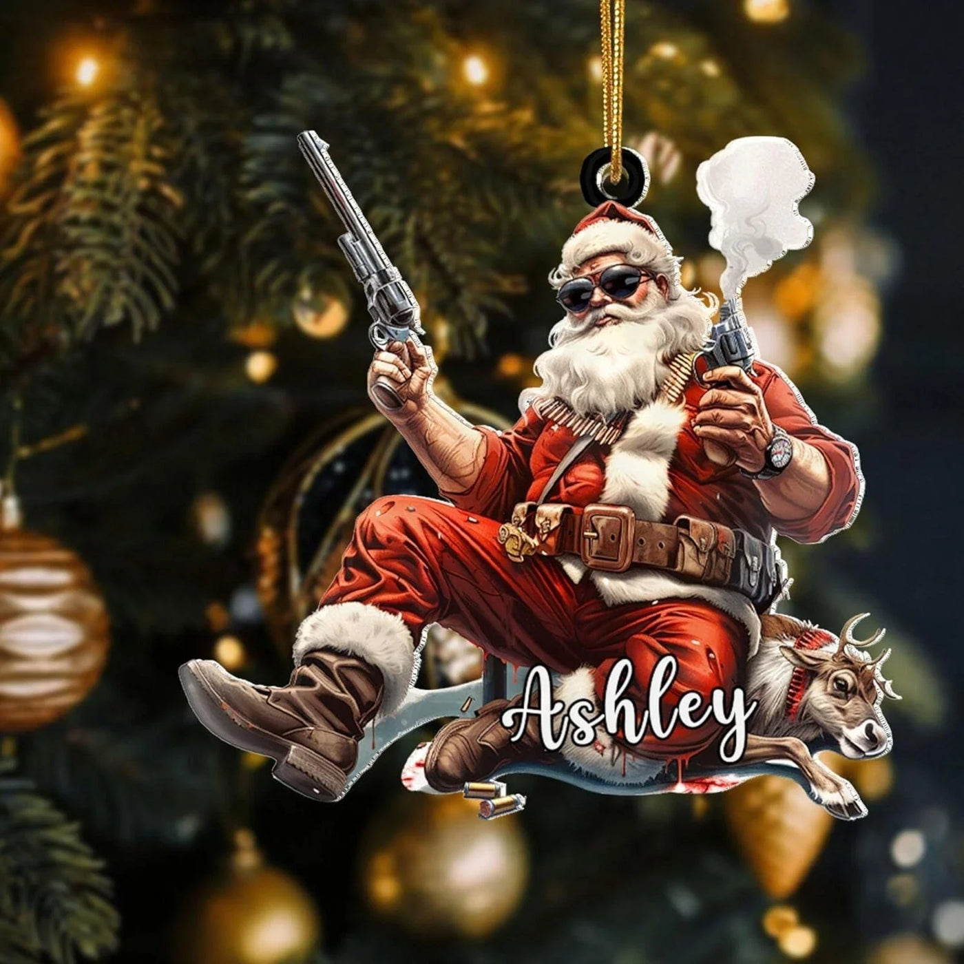 Blisscorners Personalized Hunting Santa Ornament 2025 - Custom Deer Hunter Christmas Ornament 2D Flat LM2511