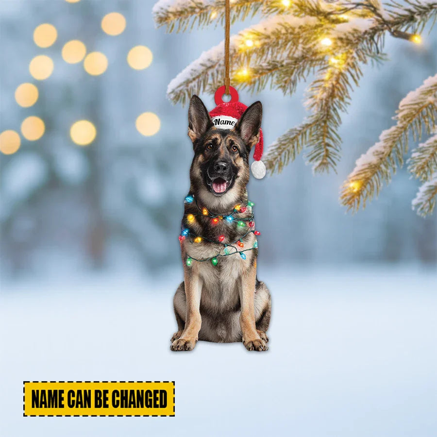 Blisscorners Personalized German Shepherd Dog Christmas Ornament, Dog Christmas Lights  2D Flat LM2511