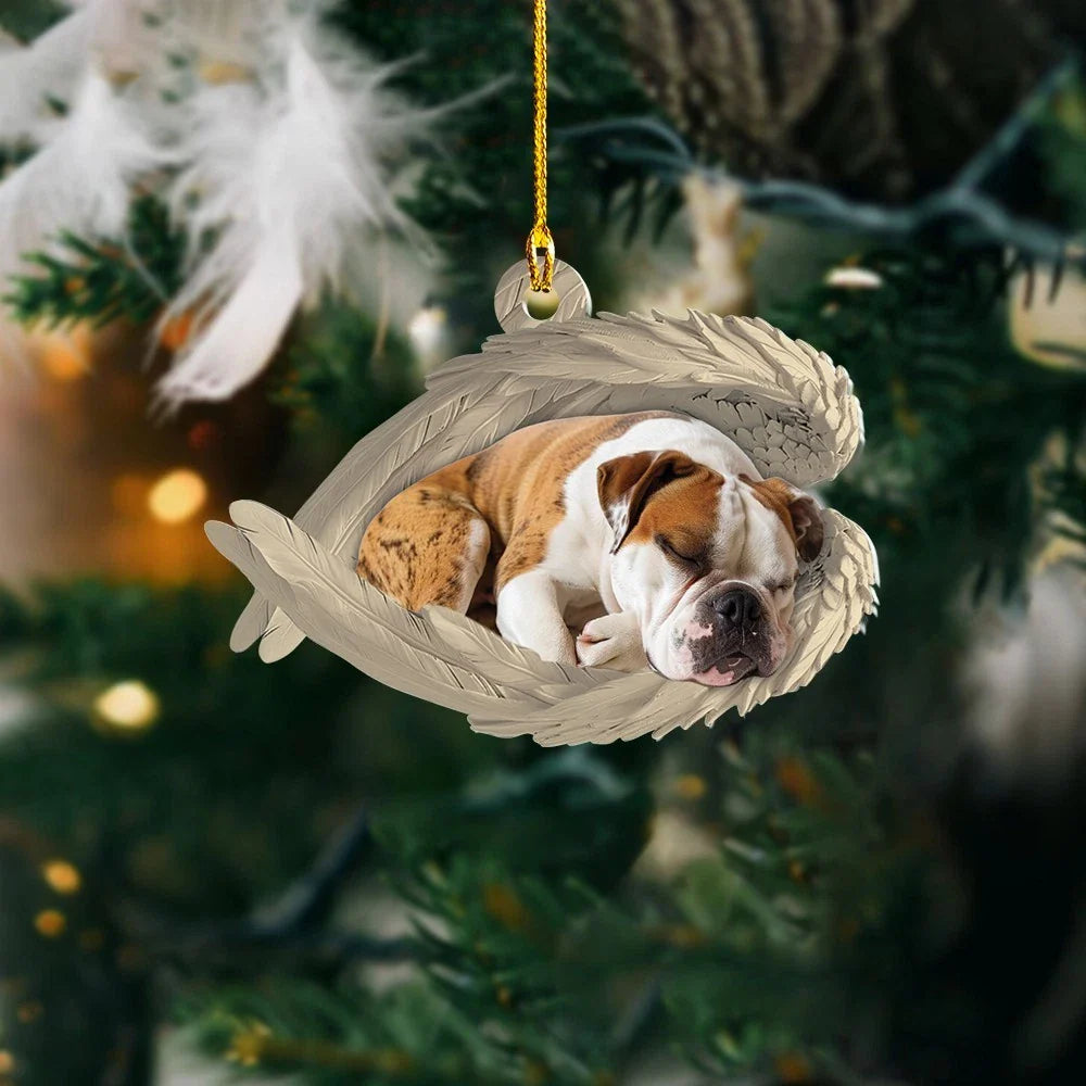 Blisscorners Personalized Sleeping American Bulldog Christmas Ornament, Dog Angel Wings22D Flat LM2511