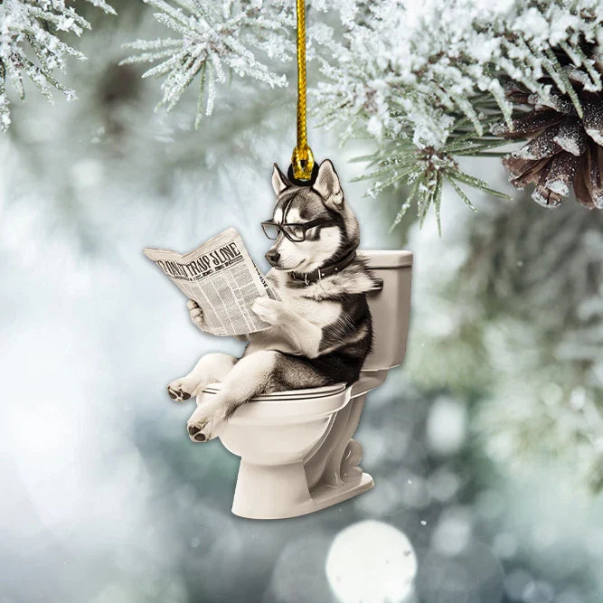Blisscorners Personalized Siberian Husky Dog Reading Newspaper Ornament, Dog Hanging Ornament
2D Flat LM2511