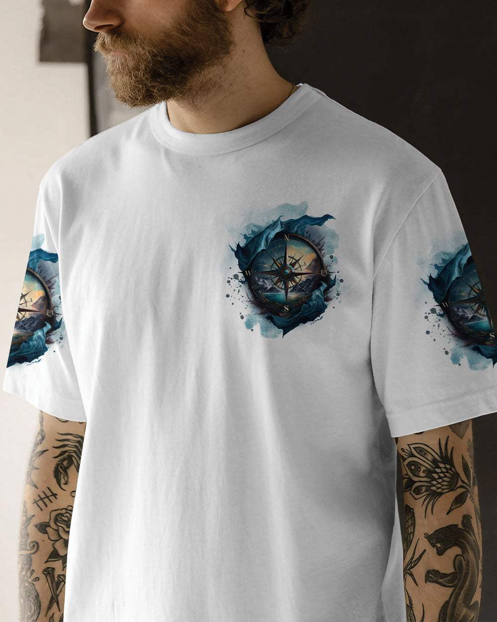 BLISSCORNERS NOT ALL WHO WANDER ARE LOST COMPASS ALL OVER PRINT
