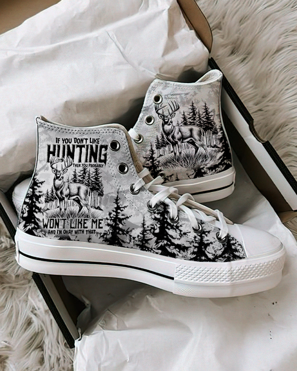 BLISSCORNERS IF YOU DONT LIKE HUNTING THIGH TOP CANVAS SHOES