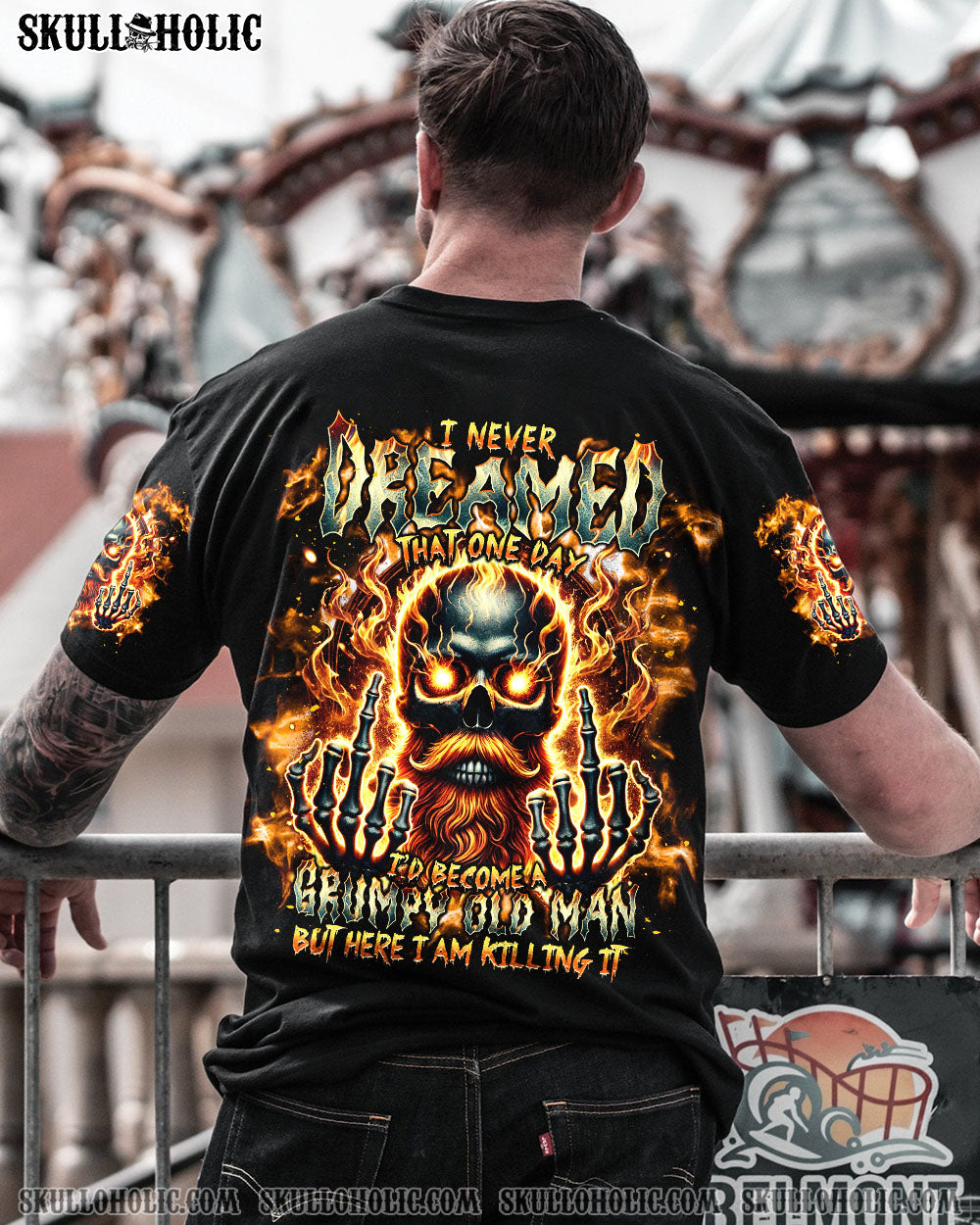 BLISSCORNERS I NEVER DREAMED THAT ONE DAY GRUMPY OLD MAN SKULL ALL OVER PRINT