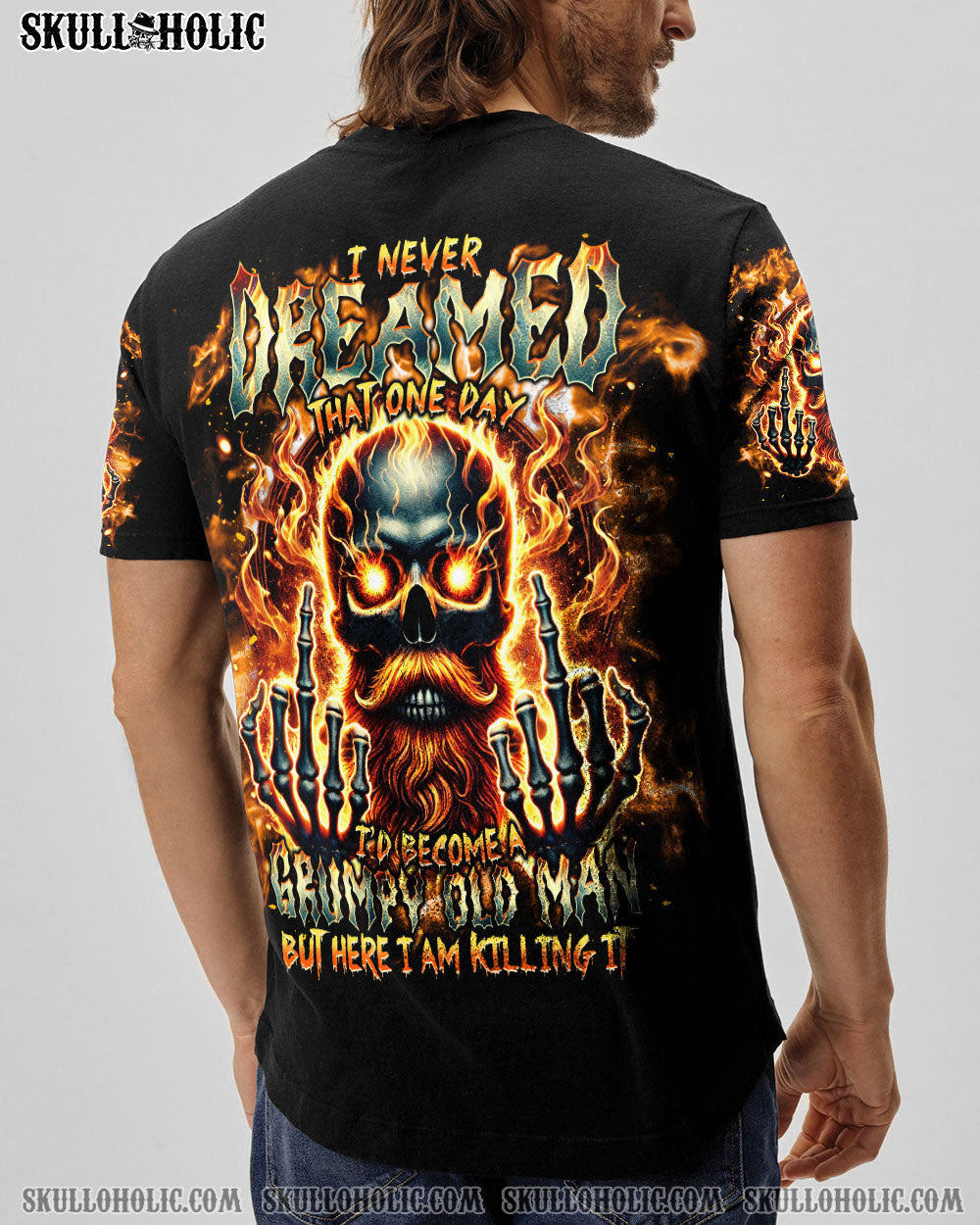 BLISSCORNERS I NEVER DREAMED THAT ONE DAY GRUMPY OLD MAN SKULL ALL OVER PRINT