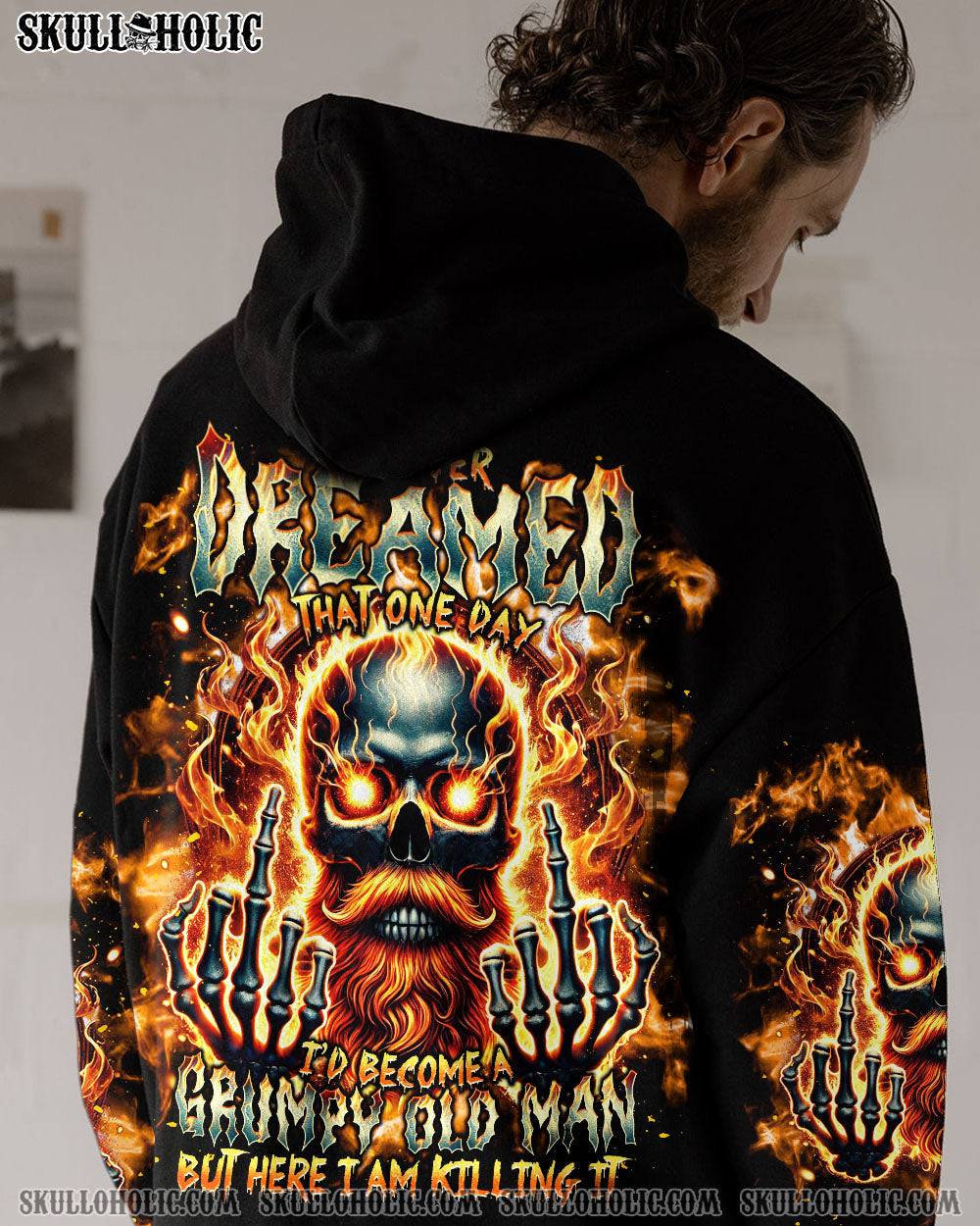 BLISSCORNERS I NEVER DREAMED THAT ONE DAY GRUMPY OLD MAN SKULL ALL OVER PRINT