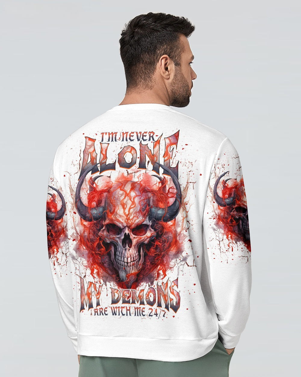 BLISSCORNERS I'M NEVER ALONE SKULL DEMON ALL OVER PRINT