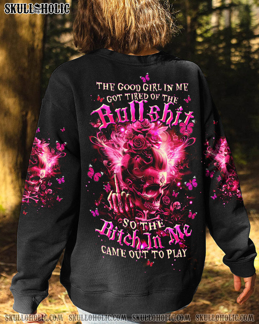 BLISSCORNERS THE GOOD GIRL IN ME MESSY BUN ALL OVER PRINT