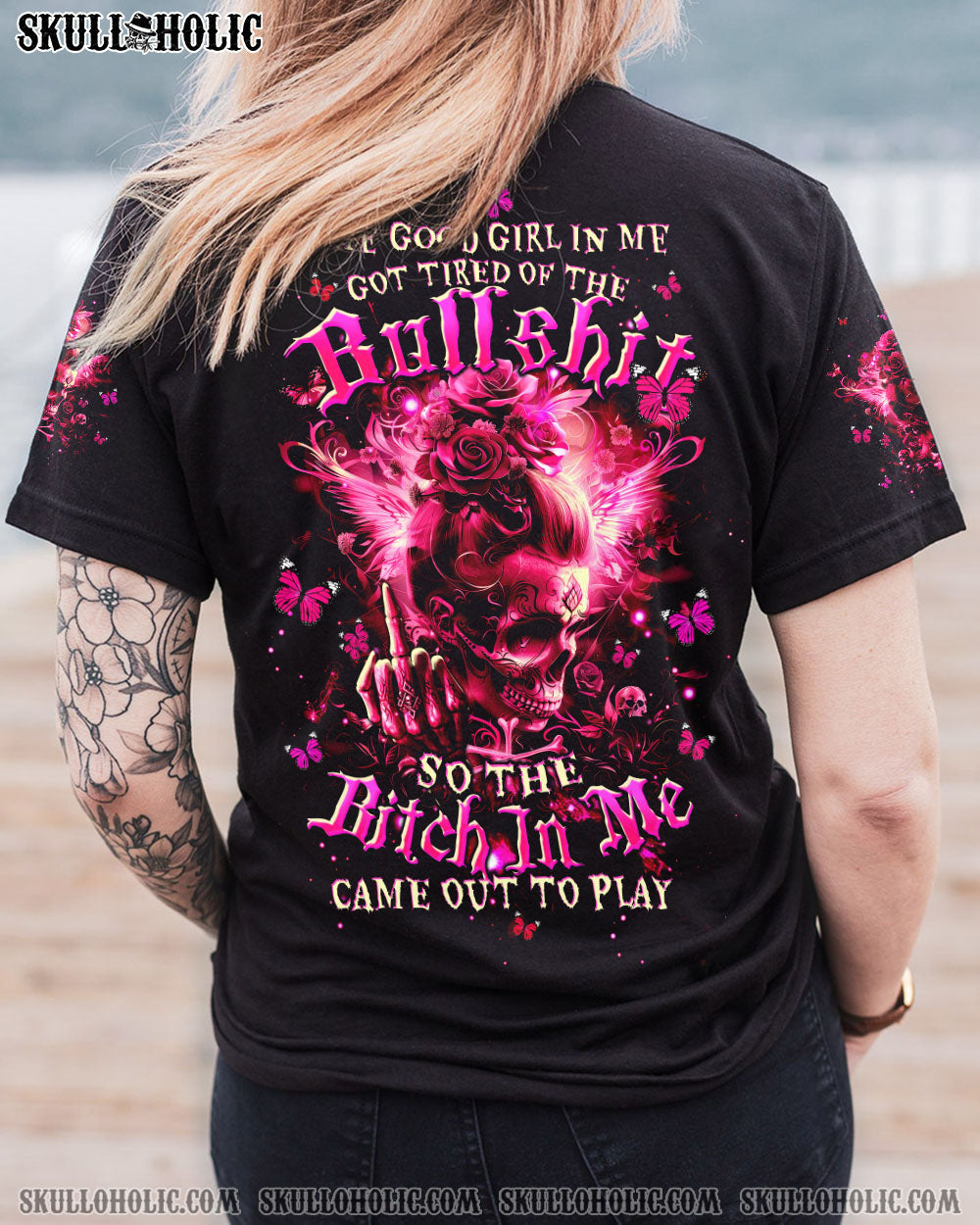 BLISSCORNERS THE GOOD GIRL IN ME MESSY BUN ALL OVER PRINT