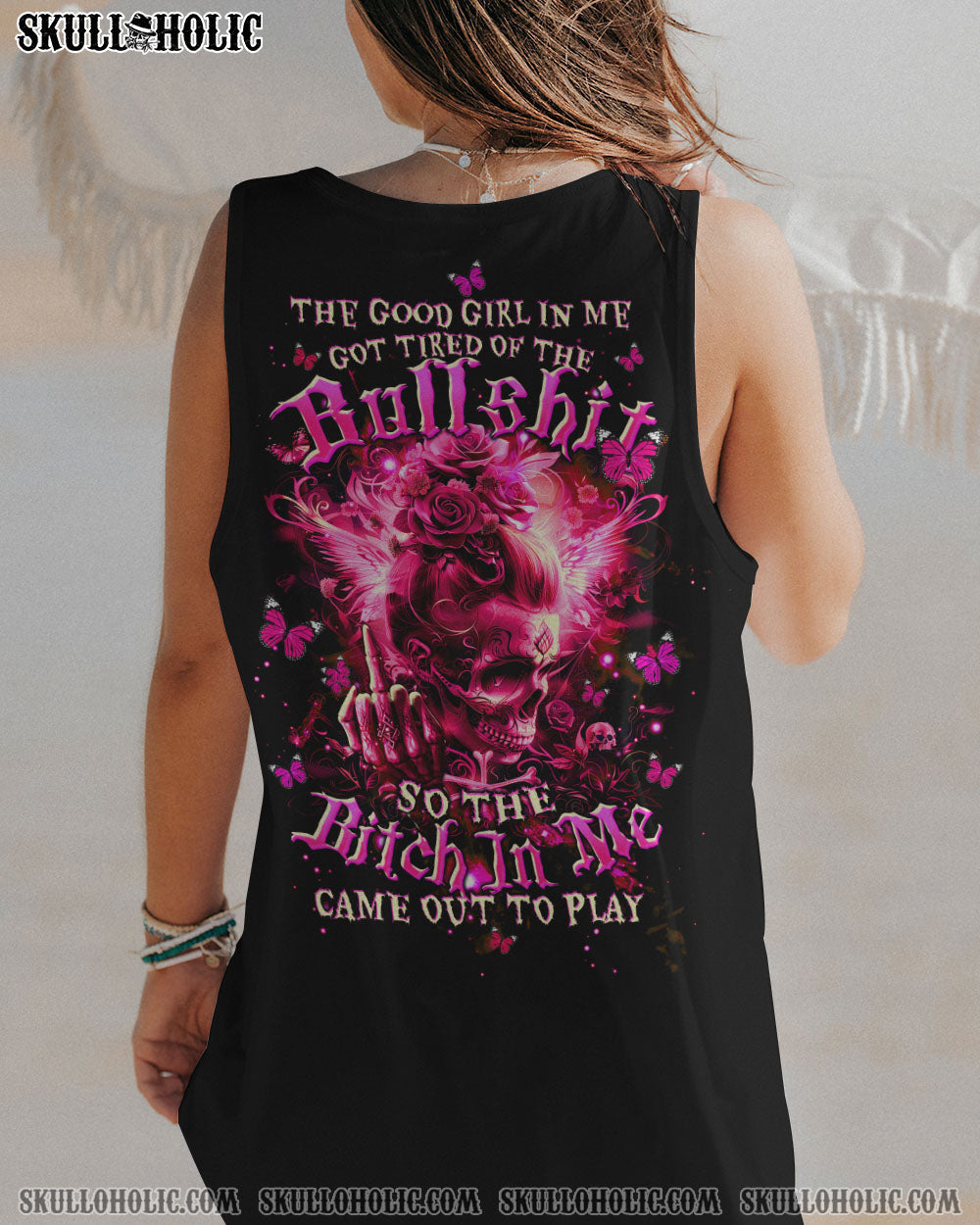 BLISSCORNERS THE GOOD GIRL IN ME MESSY BUN ALL OVER PRINT