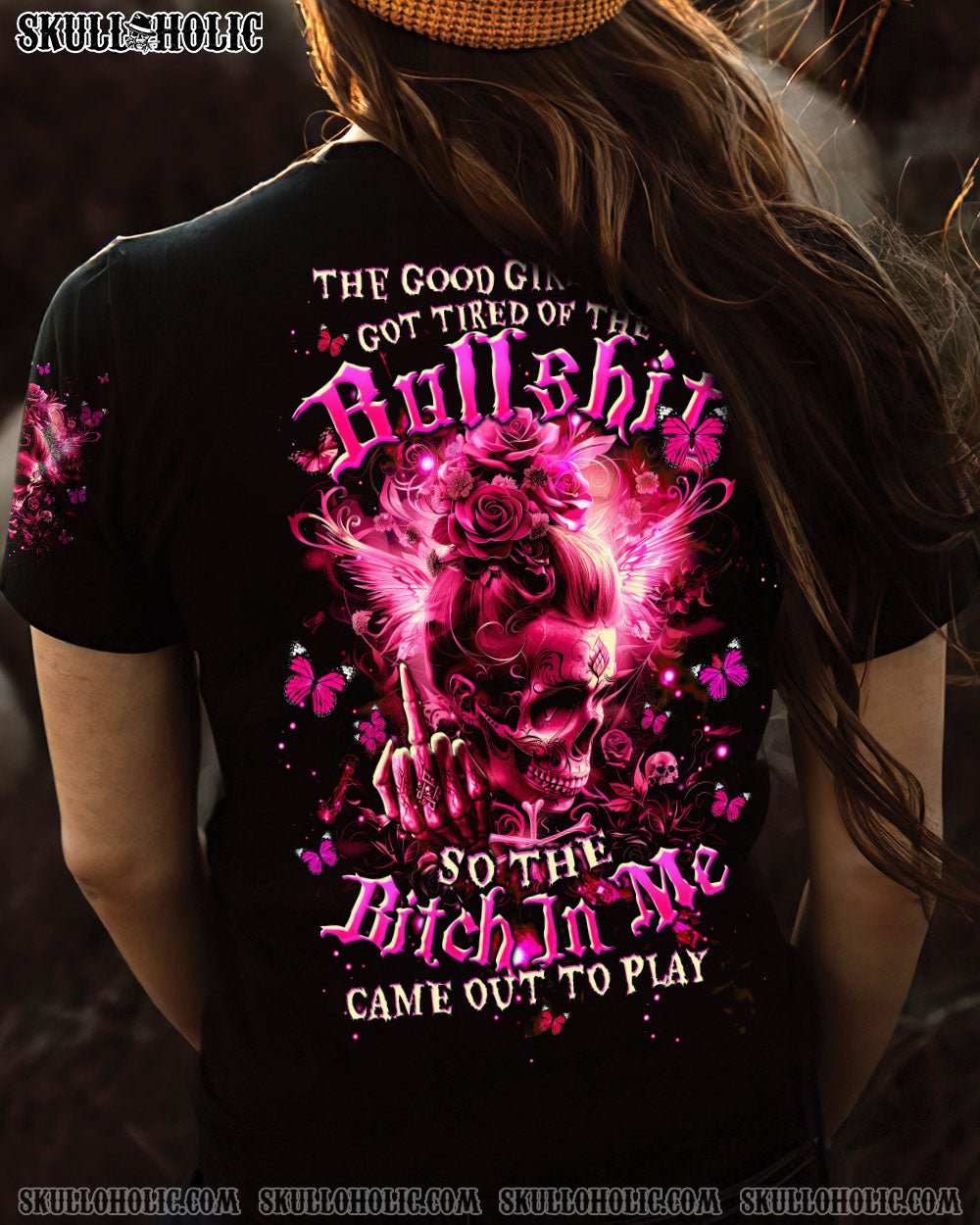 BLISSCORNERS THE GOOD GIRL IN ME MESSY BUN ALL OVER PRINT