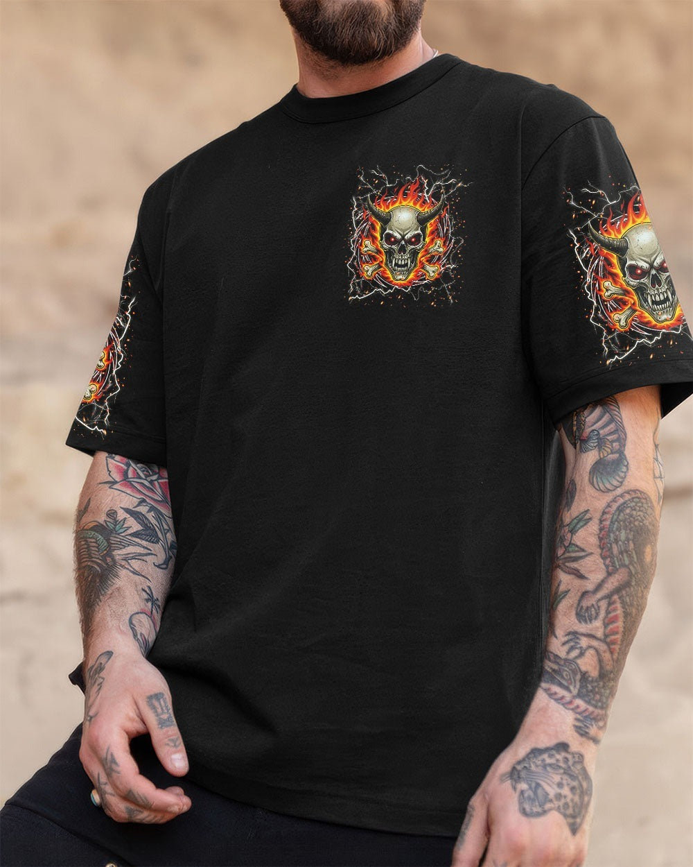 BLISSCORNERS I'M NEVER ALONE SKULL DEMON ALL OVER PRINT