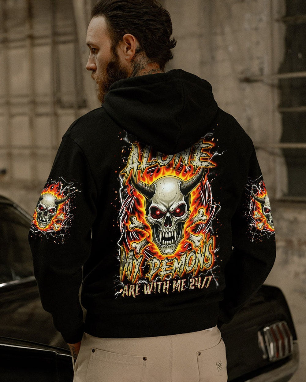 BLISSCORNERS I'M NEVER ALONE SKULL DEMON ALL OVER PRINT