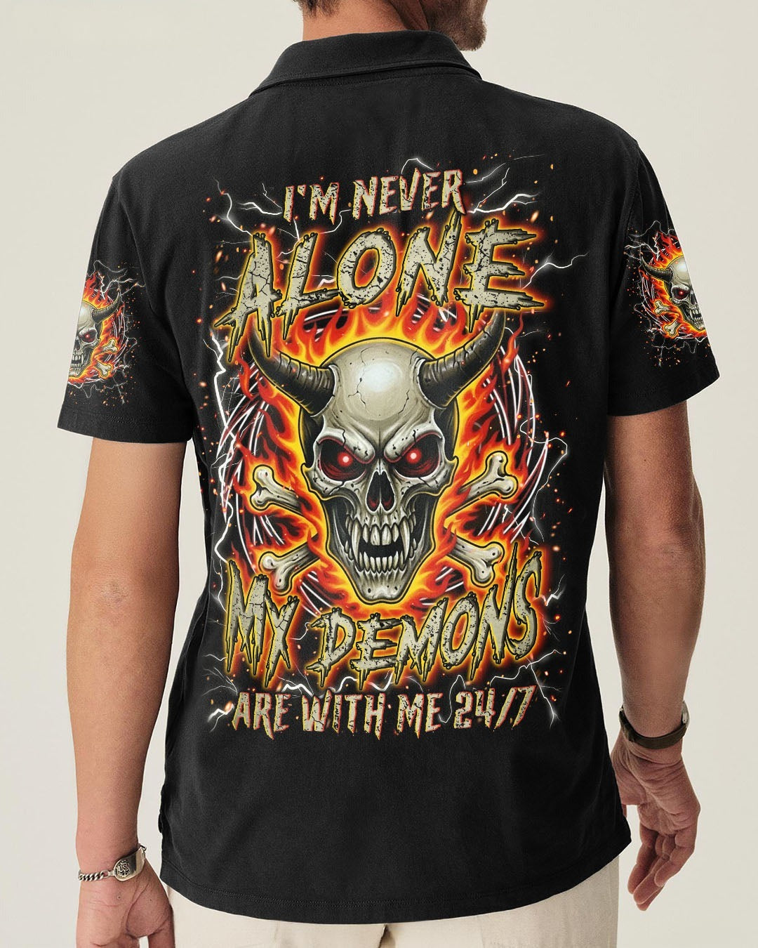 BLISSCORNERS I'M NEVER ALONE SKULL DEMON ALL OVER PRINT