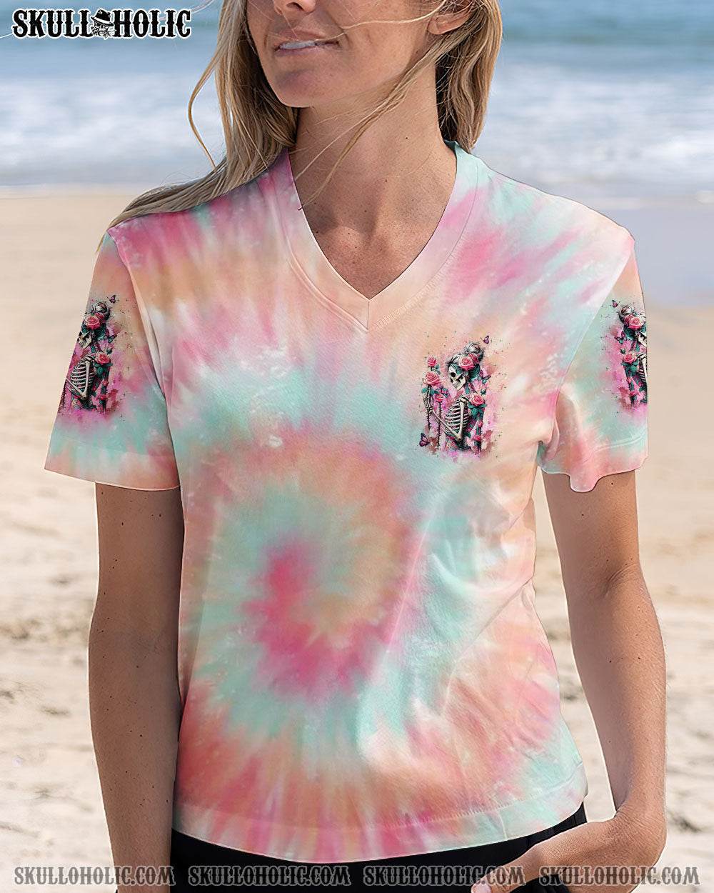 BLISSCORNERS DON'T TRY TO FIGURE ME OUT SKULL LADY TIE DYE ALL OVER PRINT