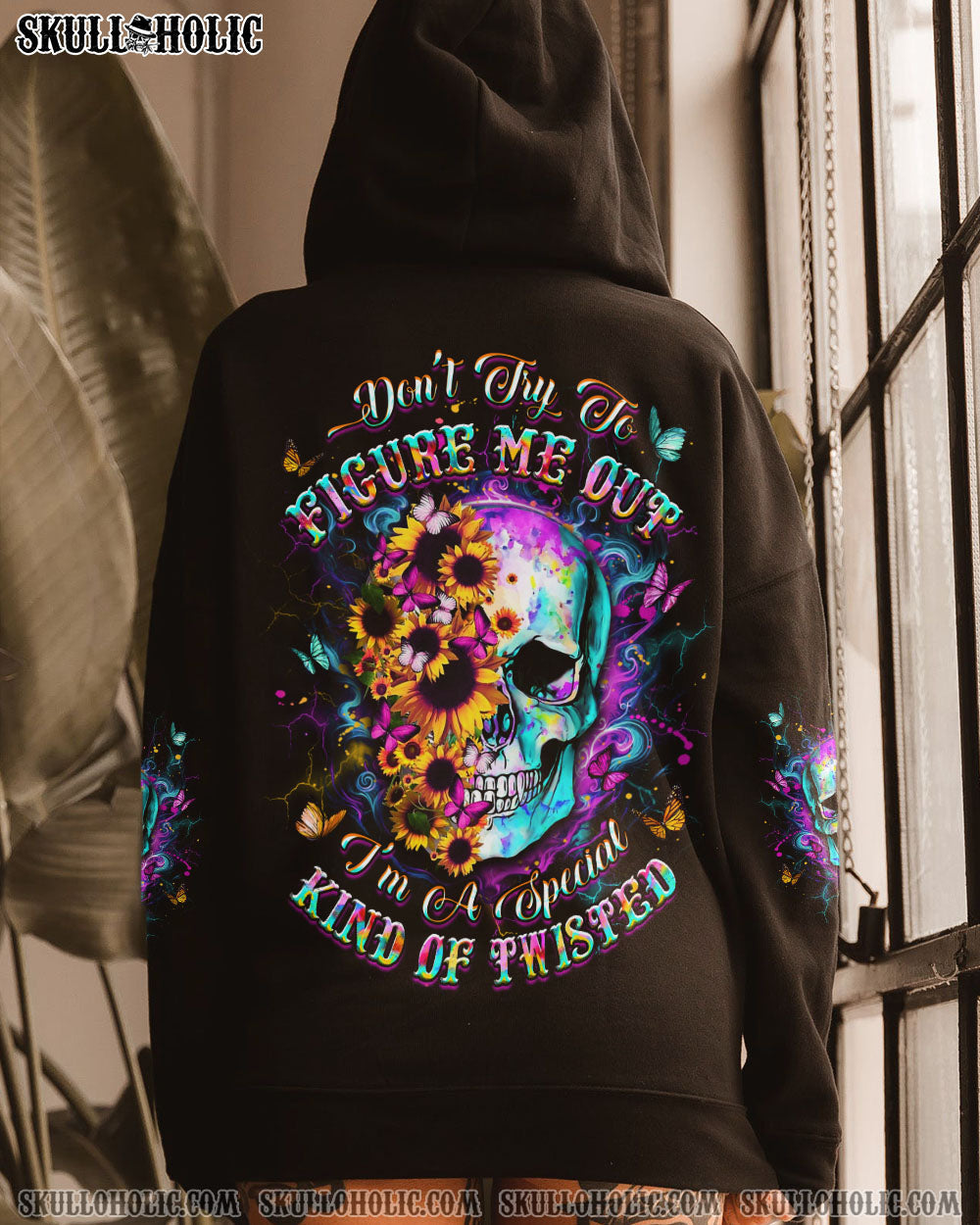 BLISSCORNERS DON'T TRY TO FIGURE ME OUT HALF SKULL  ALL OVER PRINT