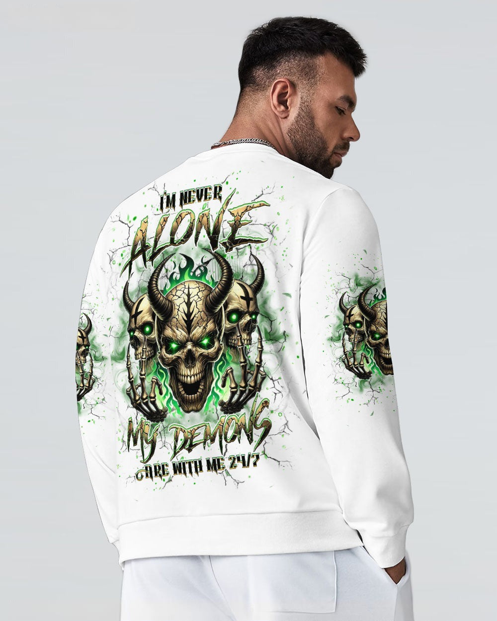 BLISSCORNERS I'M NEVER ALONE SKULL DEMON ALL OVER PRINT