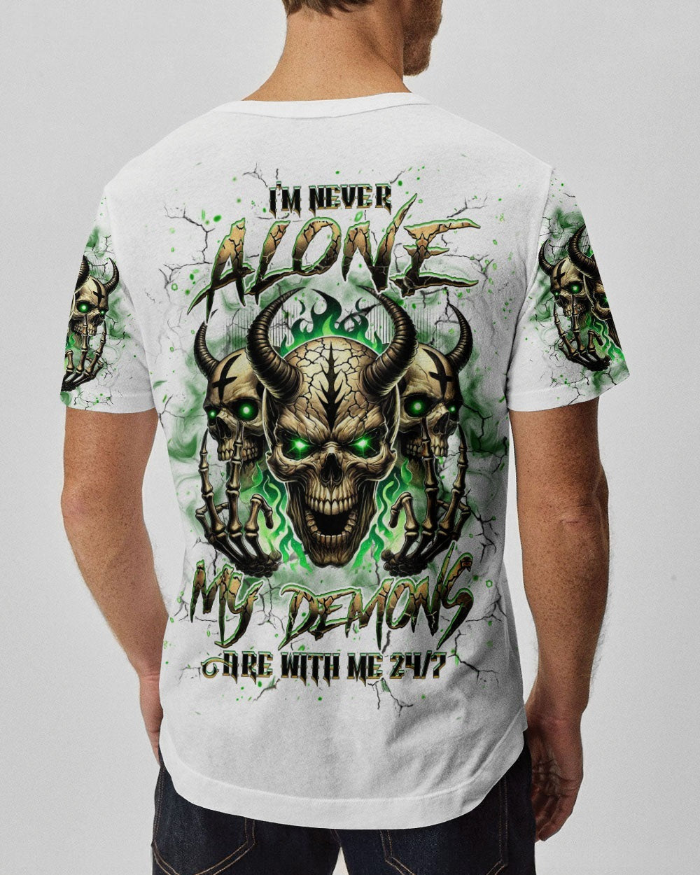 BLISSCORNERS I'M NEVER ALONE SKULL DEMON ALL OVER PRINT