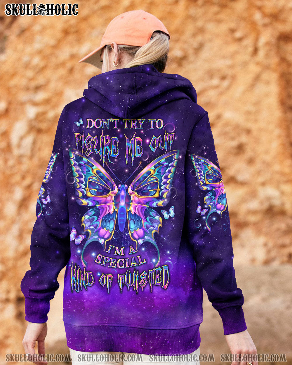 BLISSCORNERS DON'T TRY TO FIGURE ME OUT SKULL BUTTERFLY  ALL OVER PRINT