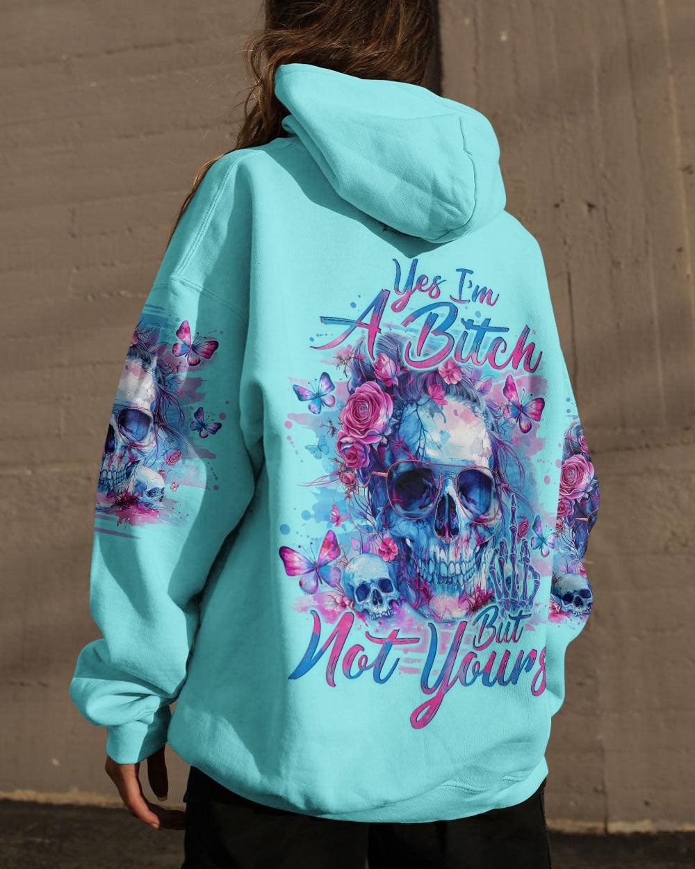 BLISSCORNERS THE GOOD GIRL IN ME SKULL MESSY BUN ALL OVER PRINT