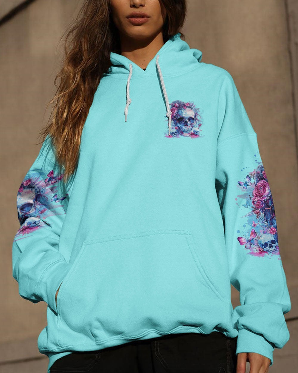 BLISSCORNERS THE GOOD GIRL IN ME SKULL MESSY BUN ALL OVER PRINT