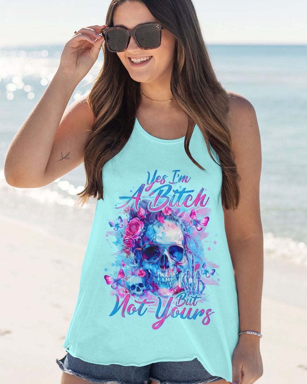 BLISSCORNERS THE GOOD GIRL IN ME SKULL MESSY BUN ALL OVER PRINT